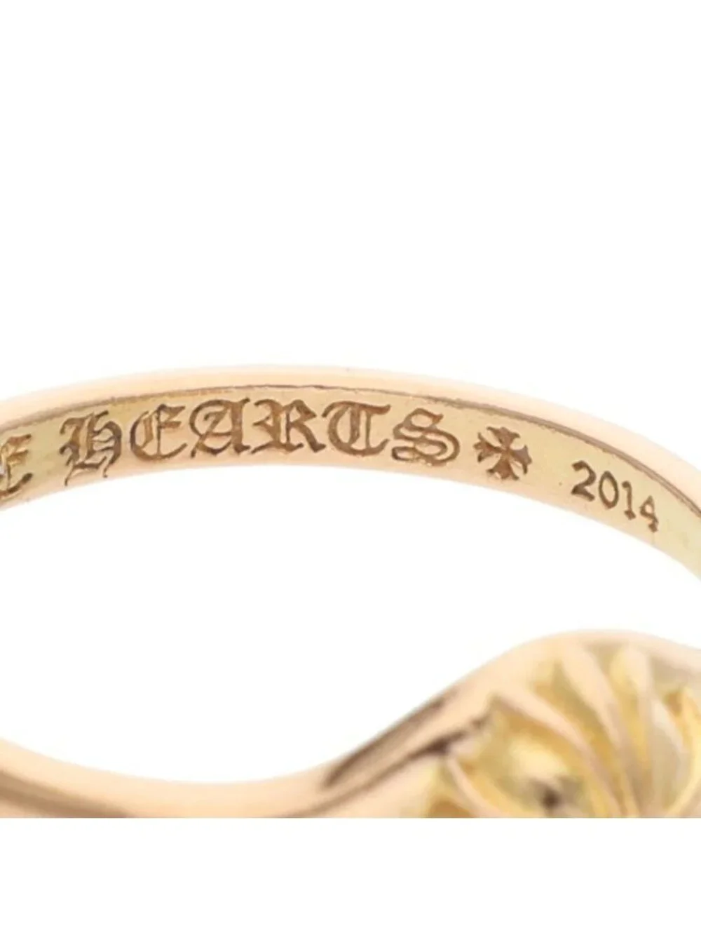 Chrome Hearts 22k Bubblgm Mini Half Bubblegum Cross Ball Gold Ring